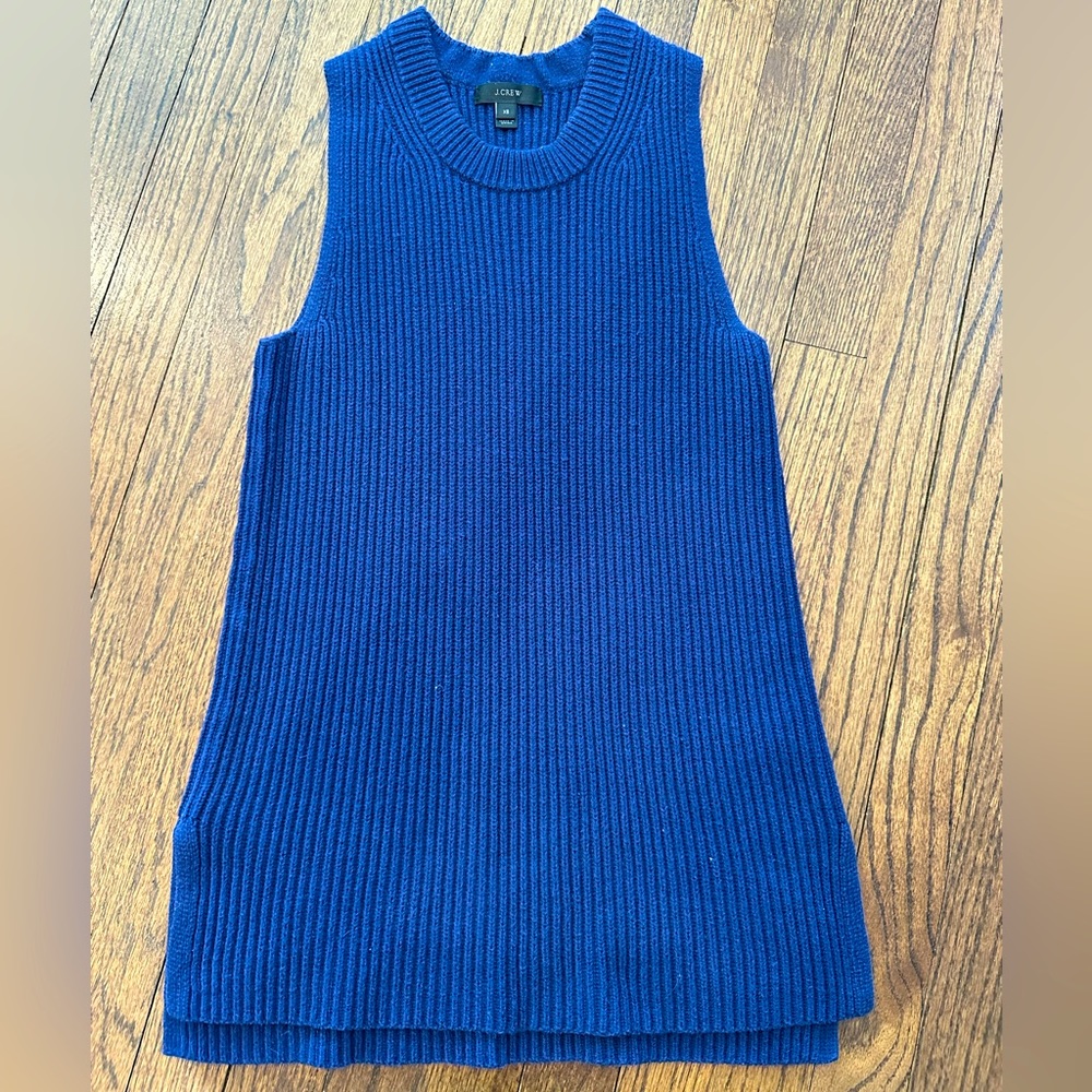 J Crew Blue Ribbed Sleeveless Sweater Top